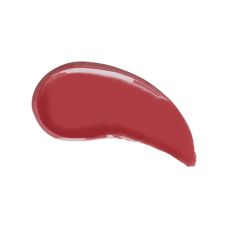 Profusion Cosmetics nude lip gloss swatch in a rich, deep rose shade.