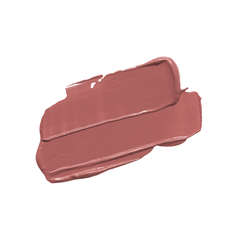 Profusion Cosmetics' matte lipstick swatch in a rich, dusty rose shade.