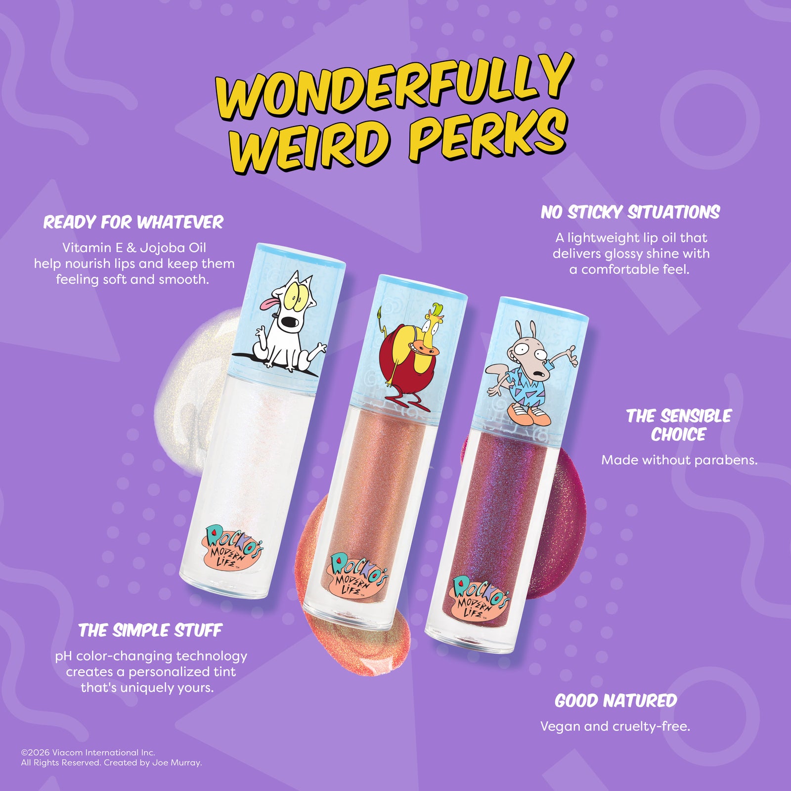 Rocko's Modern Life | Oh Snap! 3 PC Shimmer Lip Oil with Cosmetic Bag
