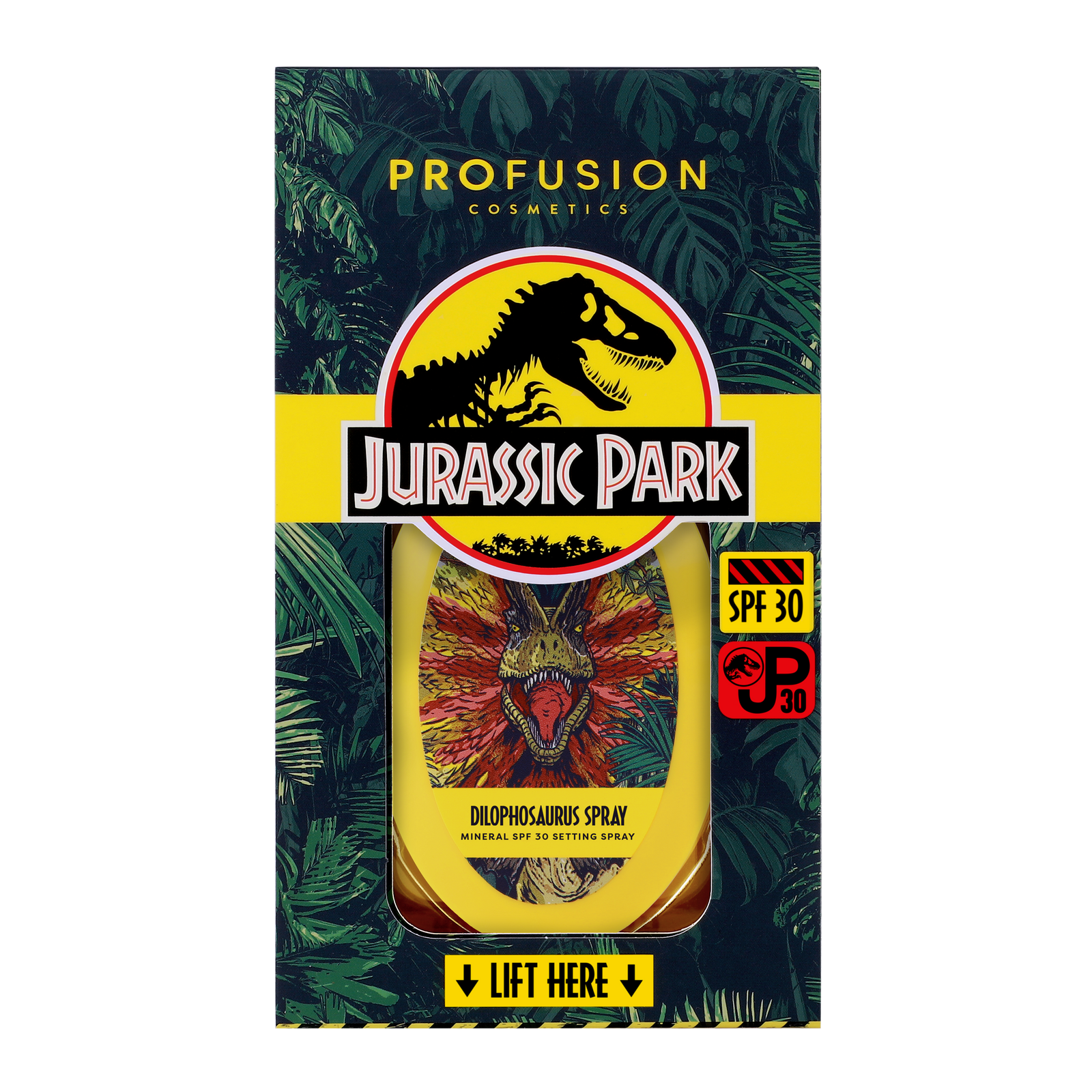 Dilophosaurus spray in box packaging
