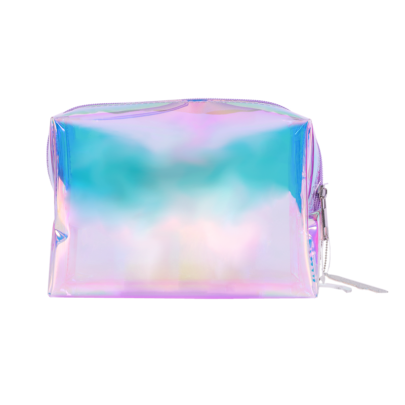 Holographic iridescent makeup bag