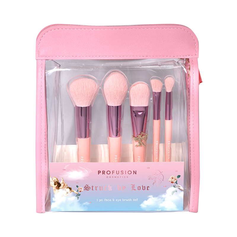 Dear Cupid - Juego de brochas para rostro y ojos de 5 piezas Struck By Love