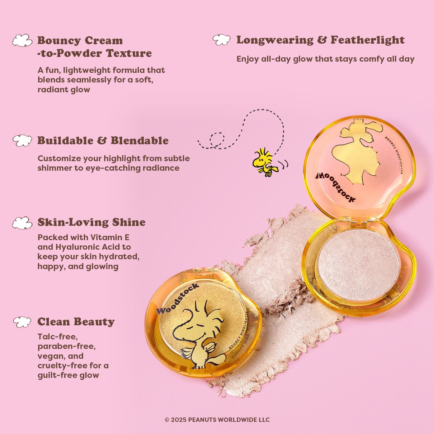 Peanuts 75th Woodstock Bouncy Face Highlighter Infographics