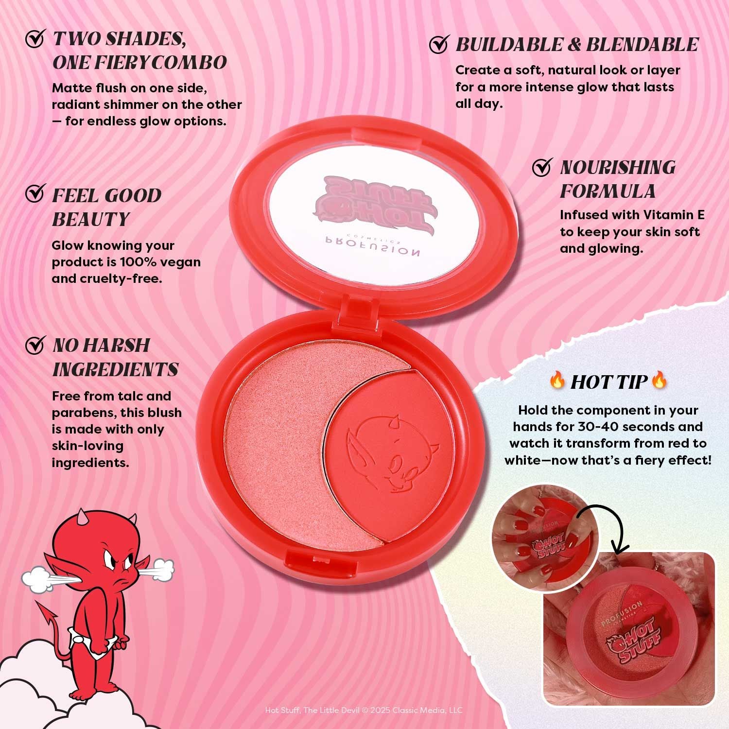 Turn Up The Head Soft Matte & Shimmer Blush Duo Infographic