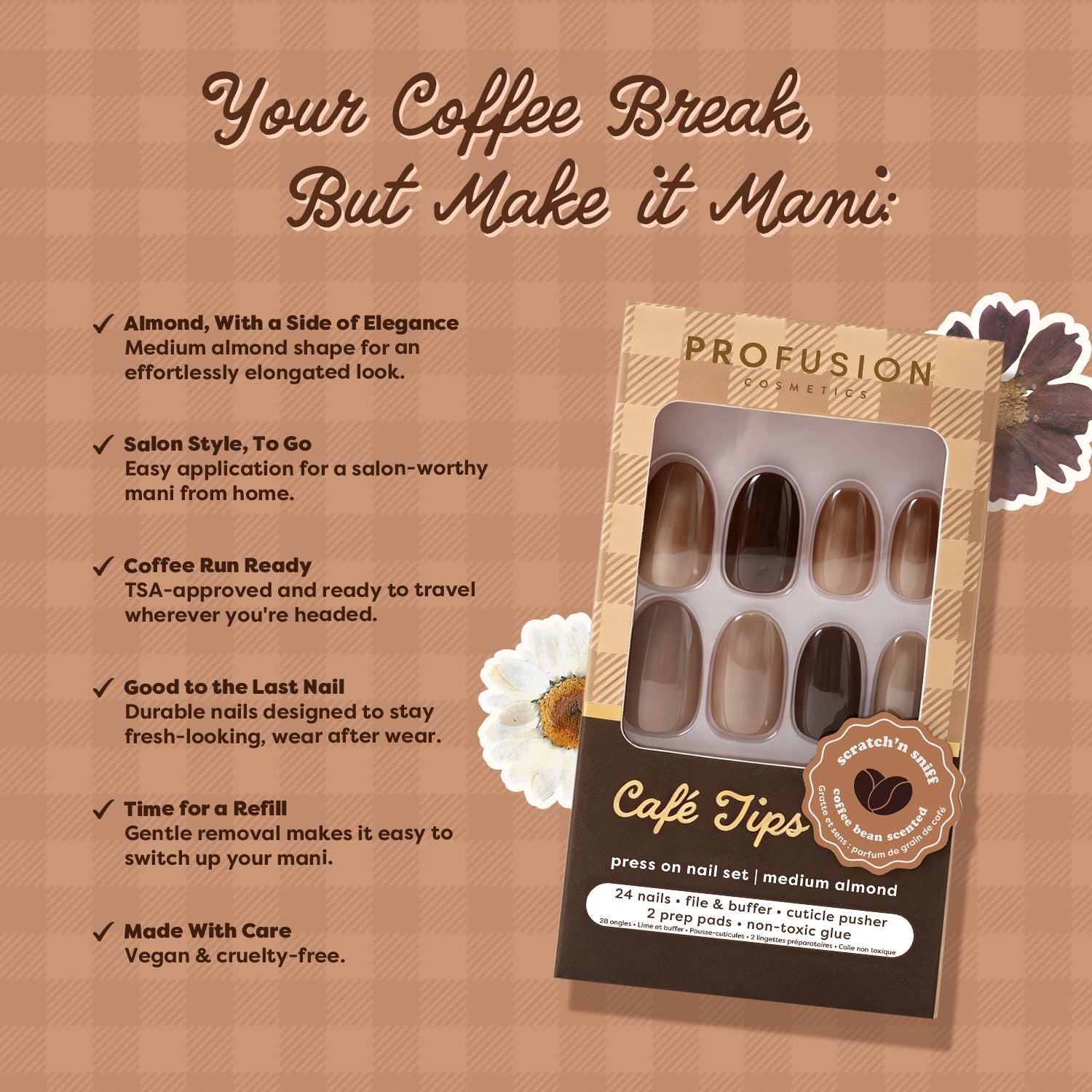 Café Tips Press On Nail Set