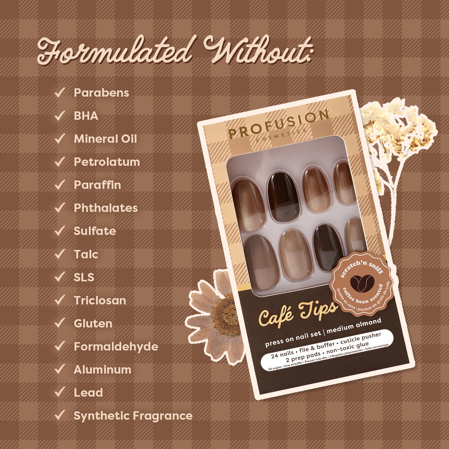 Café Tips Press On Nail Set