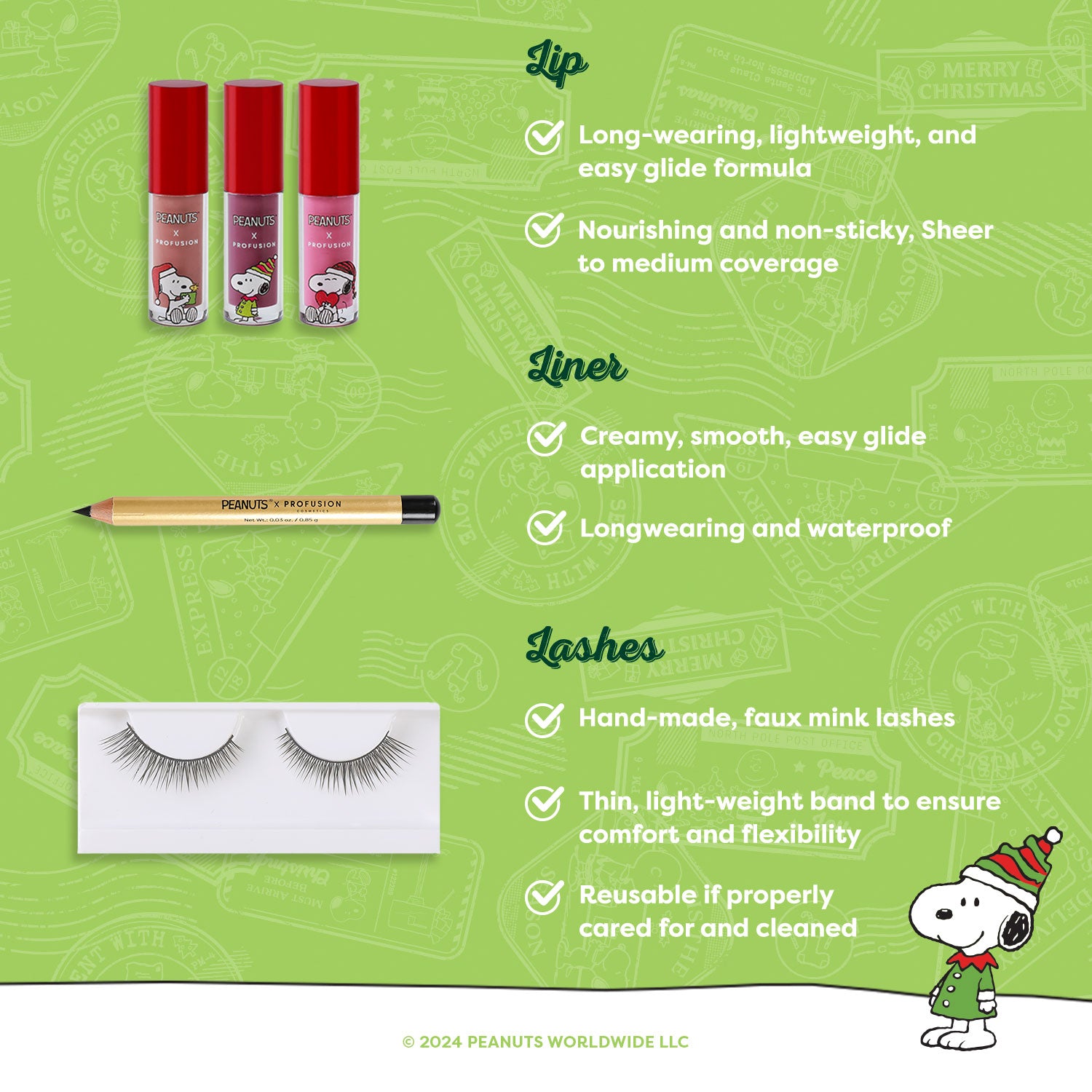 lip gloss, eyeliner and fake eyelashes