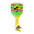 Green ombre with yellow, and jurassic logo on the back of the mirror with red stripes and two charms attacthed at the end of the mirror of a car and jurassic park logo