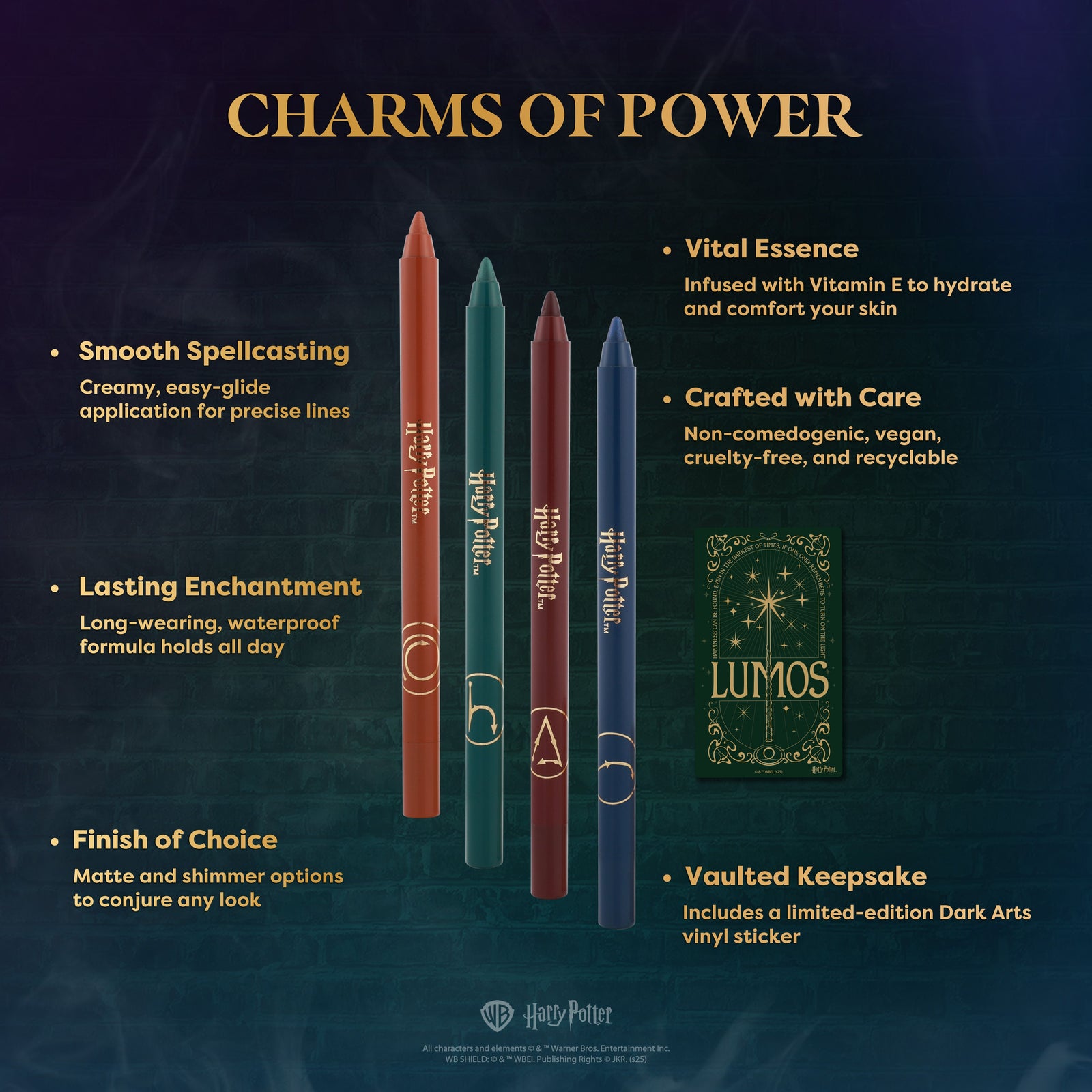 HP Dark Arts | Spells and Charms Liner Pencil Set Infographics