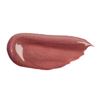 Swatch of Profusion Strawberry lip glaze in a shimmery pink-brown shade on a light background.