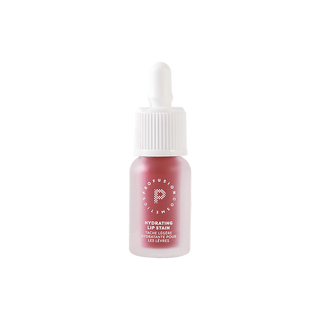 Profusion Raspberry Glaze hydrating lip stain in a frosted berry-toned bottle with a white ribbed cap, shown against a light background.