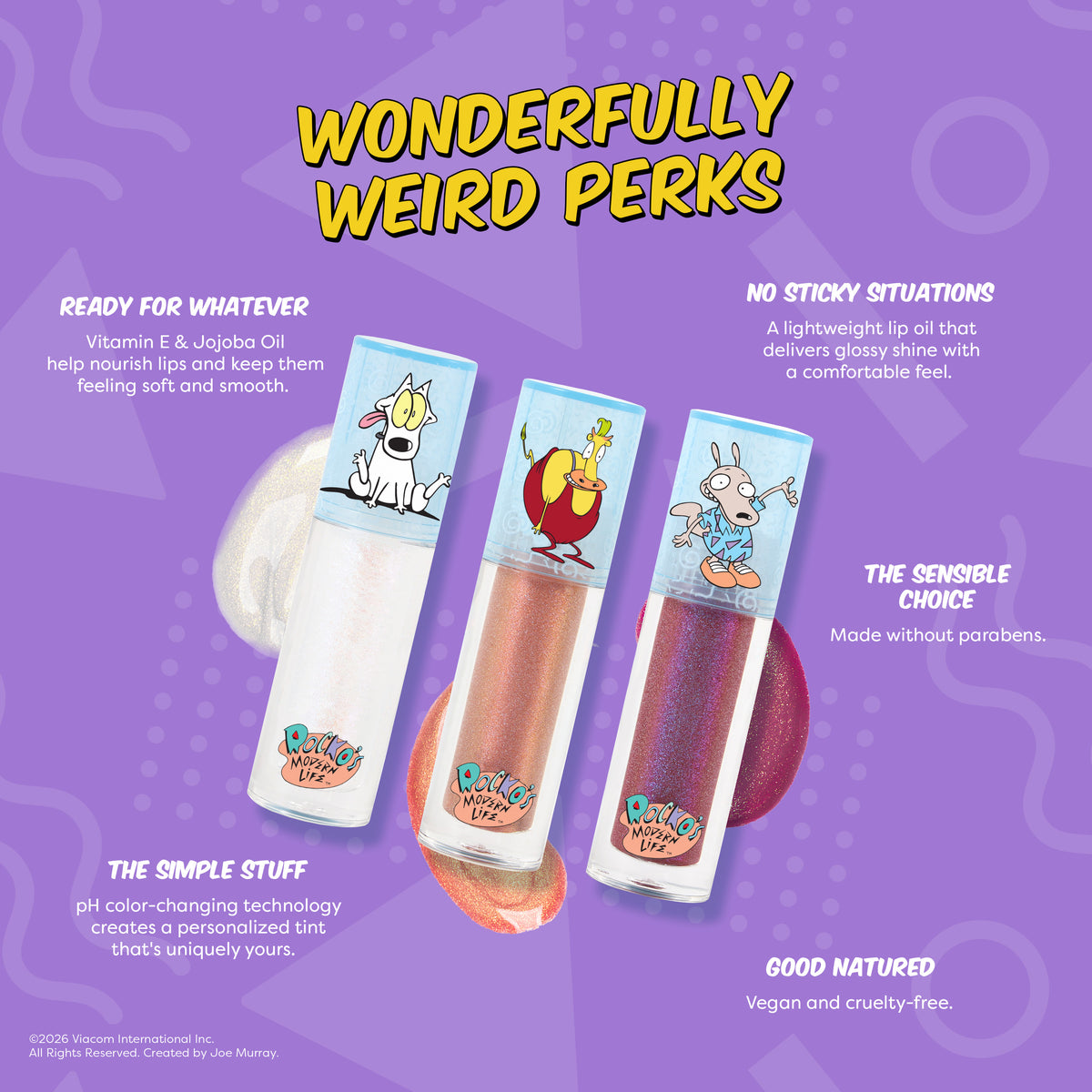 Rocko's Modern Life | Oh Snap! 3 PC Shimmer Lip Oil with Cosmetic Bag