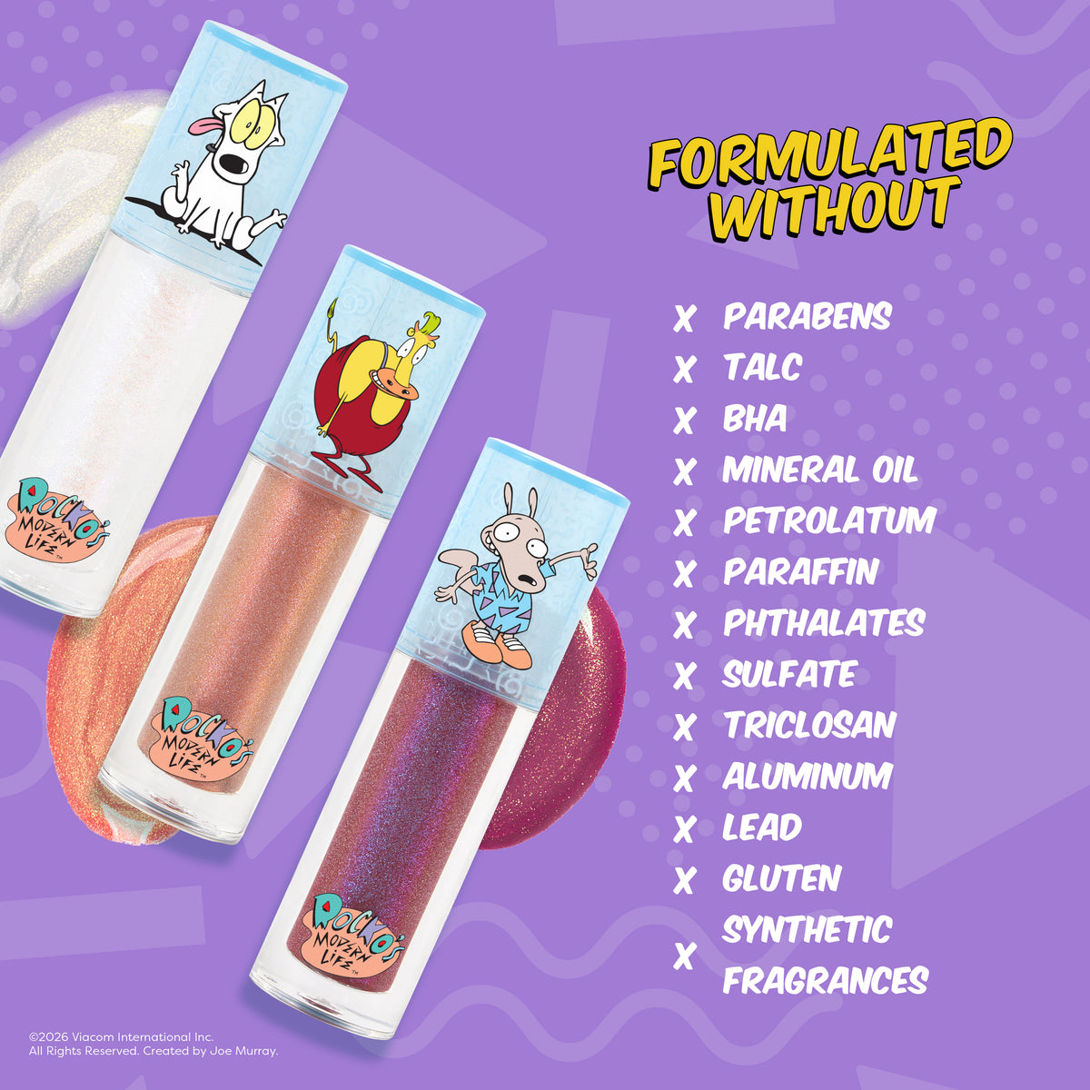 Rocko's Modern Life | Oh Snap! 3 PC Shimmer Lip Oil with Cosmetic Bag