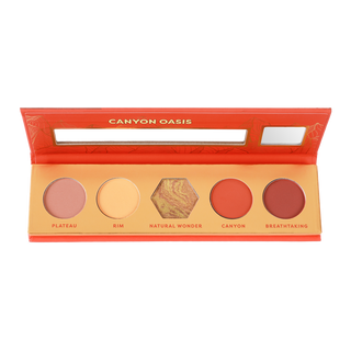 Profusion Cosmetics Canyon Oasis 5-Shade Eyeshadow Palette showcasing warm, earthy desert tones.