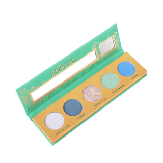 Profusion Blooming Beauty 5-Shade Palette with blue and green eyeshadows: Crystalline, Frozen, Scenic Lake, Fresh Water, and Stream.