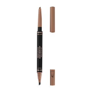 Profusion Cosmetics Good Brow Day dual-ended brow pencil in warm brown, featuring a retractable tip and spoolie brush.