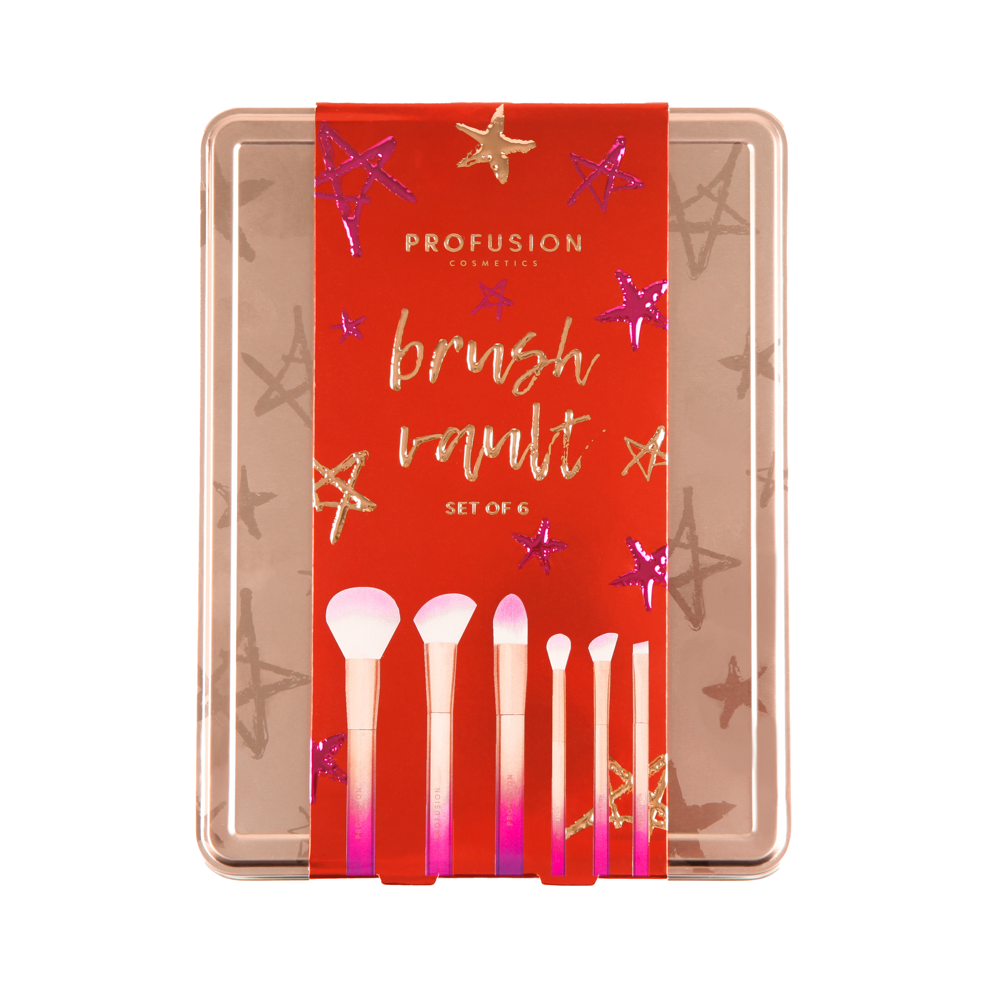 Crimson Brush Vault – 6-Piece Brush Set