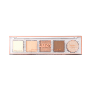 Five-shade eyeshadow palette with matte and shimmer neutral warm tones.