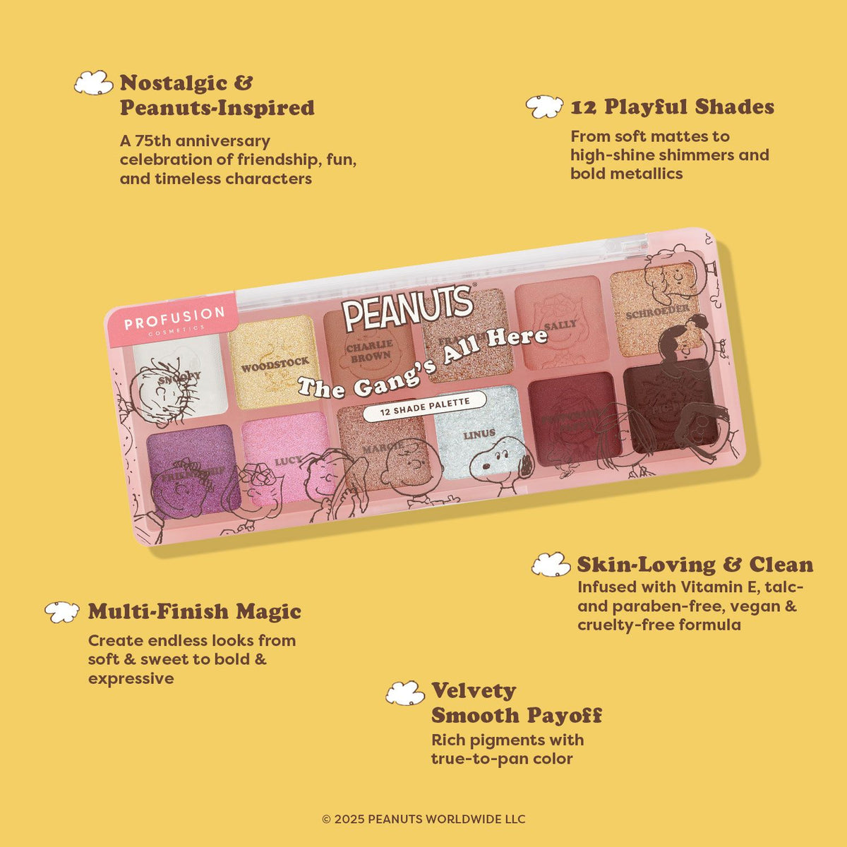 Peanuts 75th The Gang’s All Here 12 Shade Eyeshadow Palette Infographics