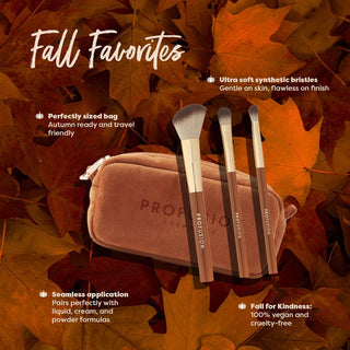  Cinnamon Sticks 3 PC Face & Eye Brush & Bag Set Infographics
