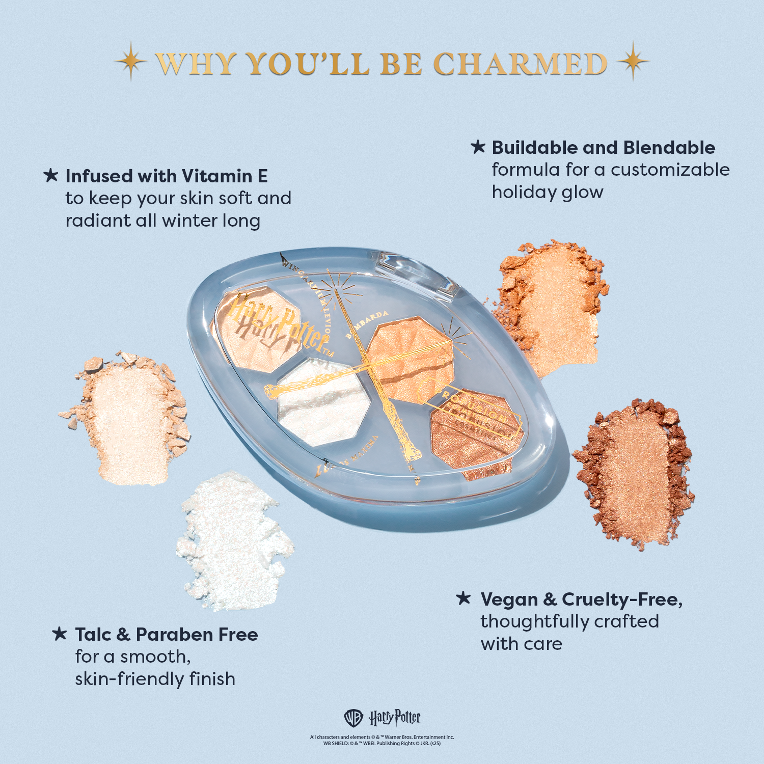 Harry Potter Holiday | Magical Charms Illuminating Highlighter Quad Infographics