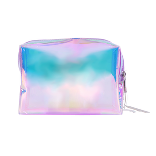 Holographic iridescent makeup bag
