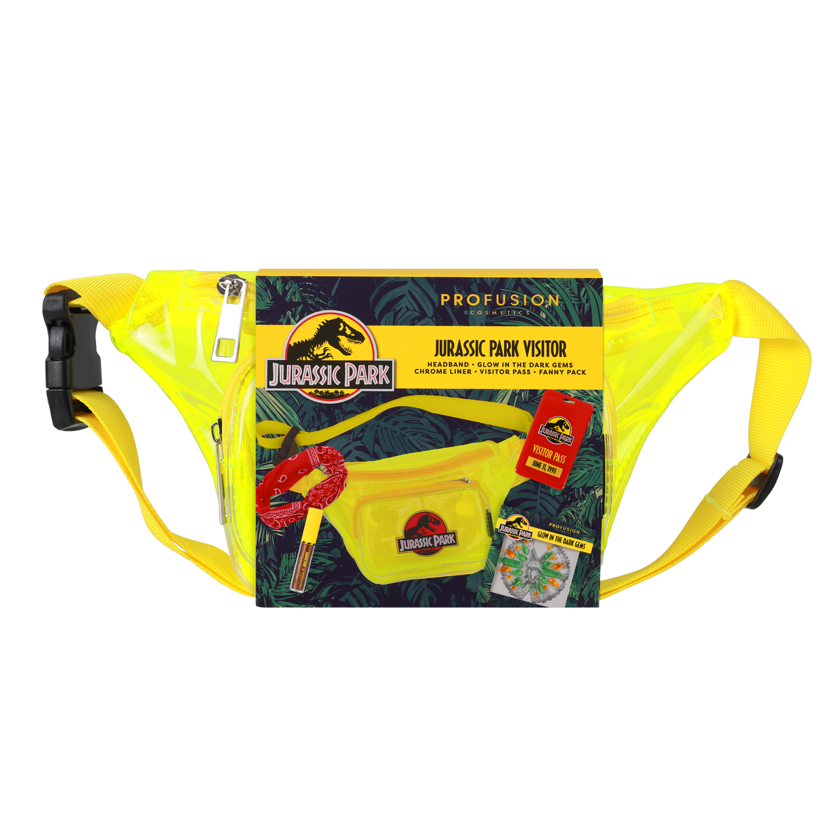 Jurassic Park X Profusion•Neon Cosmetic Belt Bag•Visitor Pass high quality Gift Set•Brand New