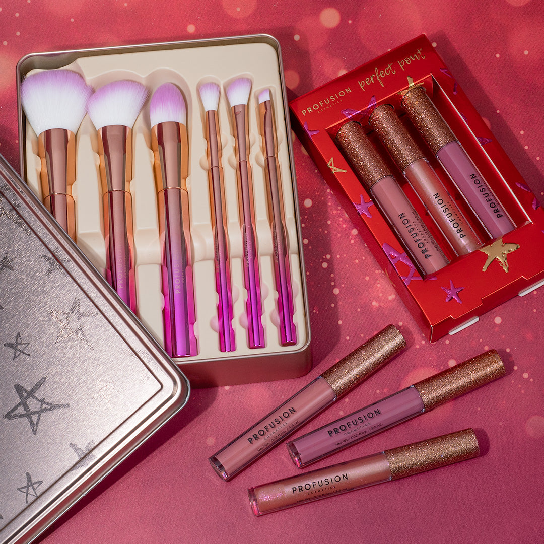 Crimson Brush Vault 6 Piece Brush Set | Profusion Cosmetics