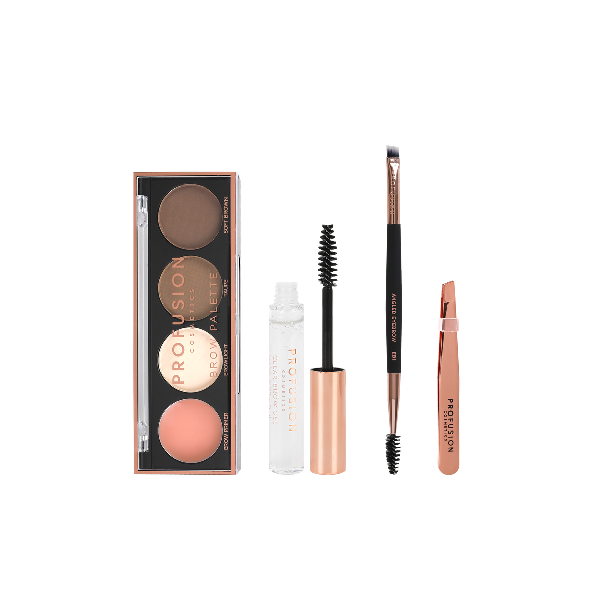 Eyebrow palette set with tweezer and brow gel