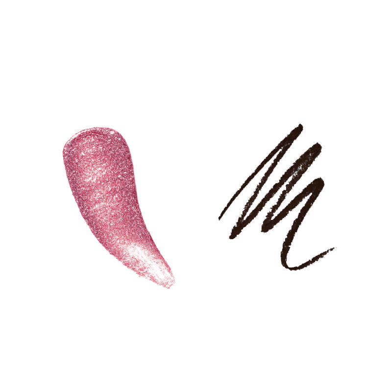 swatches of sparkle swatch and eyeliner swatch