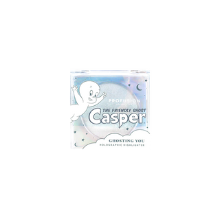 Ghosting You holographic highlighter with clear packaging and casper on the front