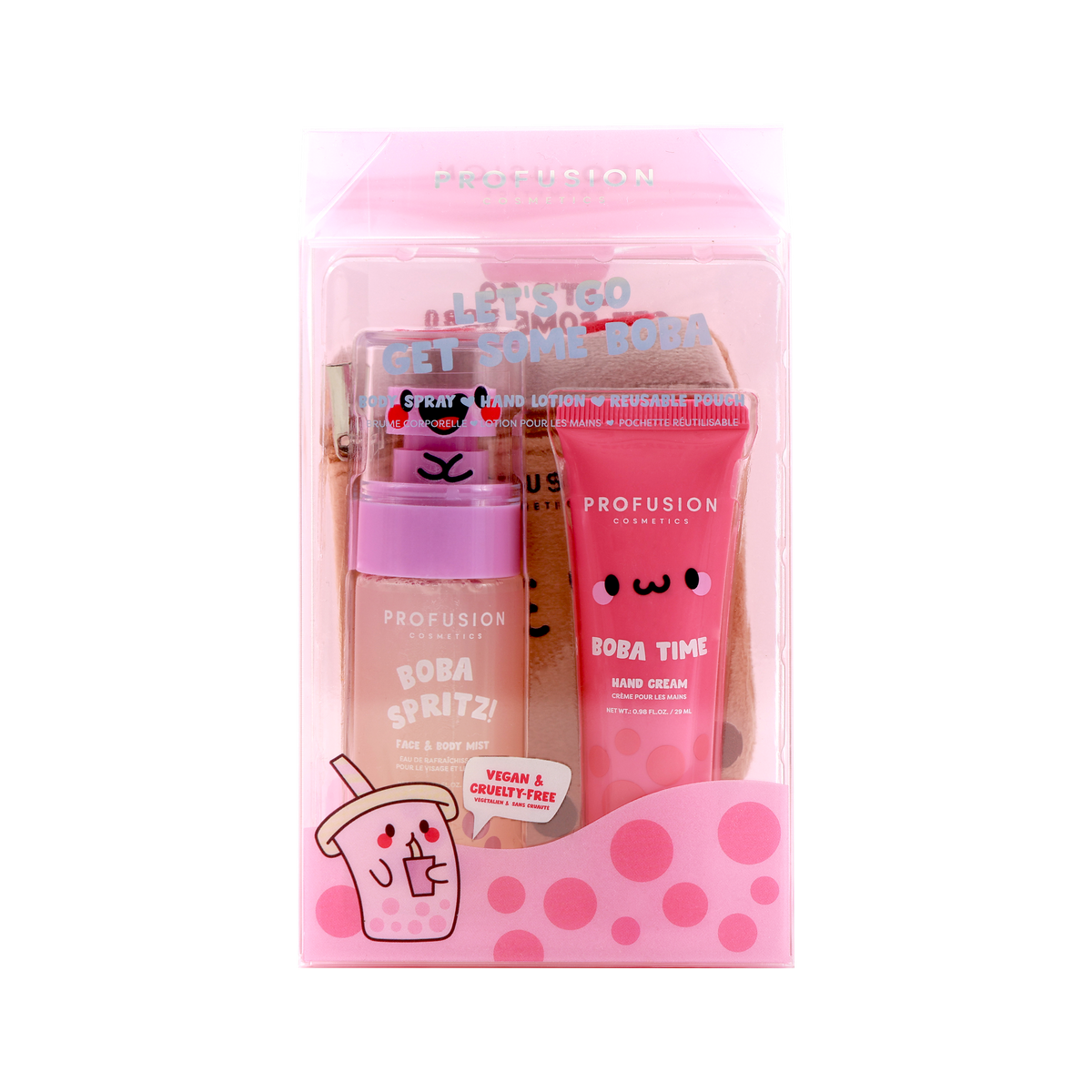 Let's Get Some Boba Body Spritz, Hand Lotion, and Reusable Pouch Set