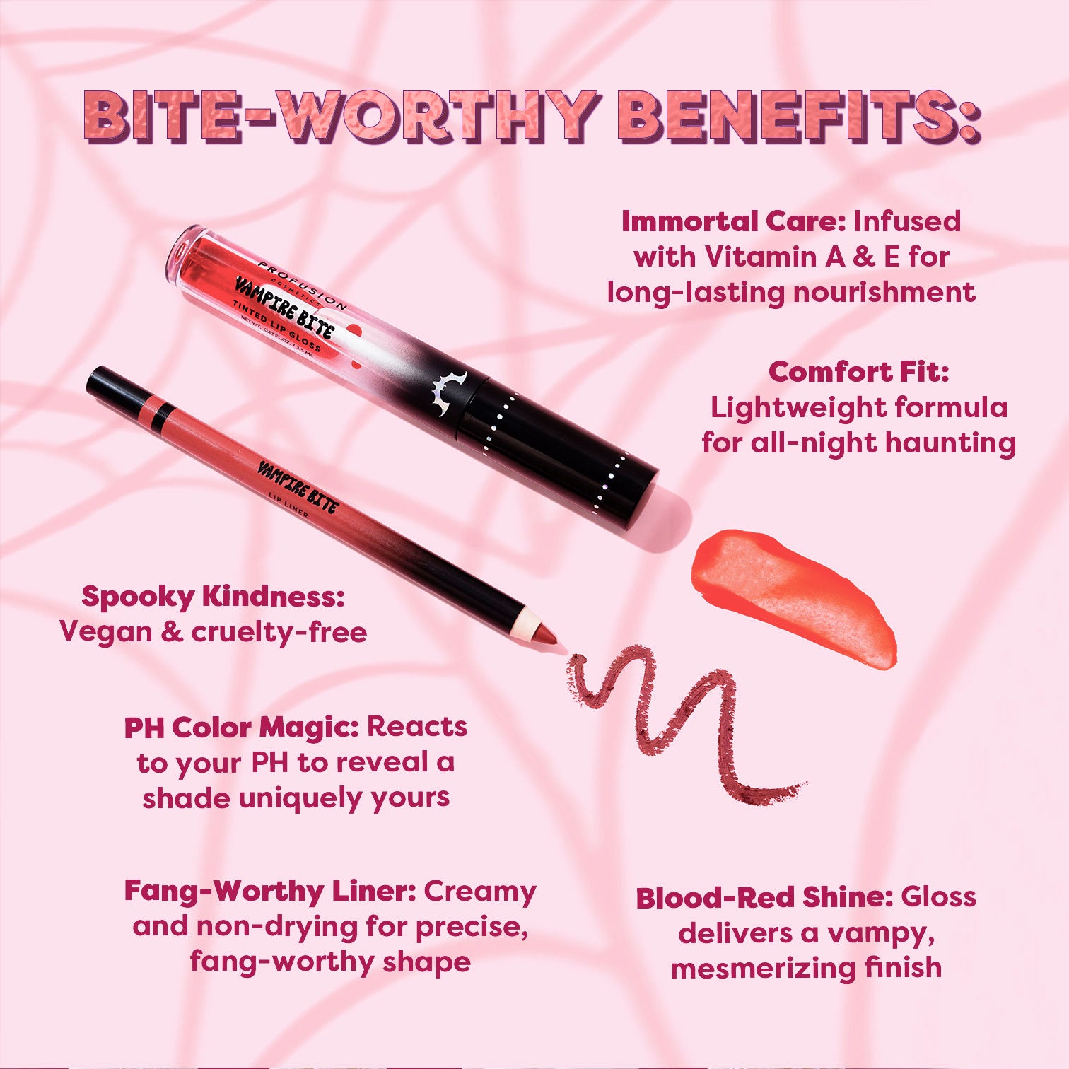 Monster Bash | Vampire Bite Tinted Lip Gloss & Lip Liner call out