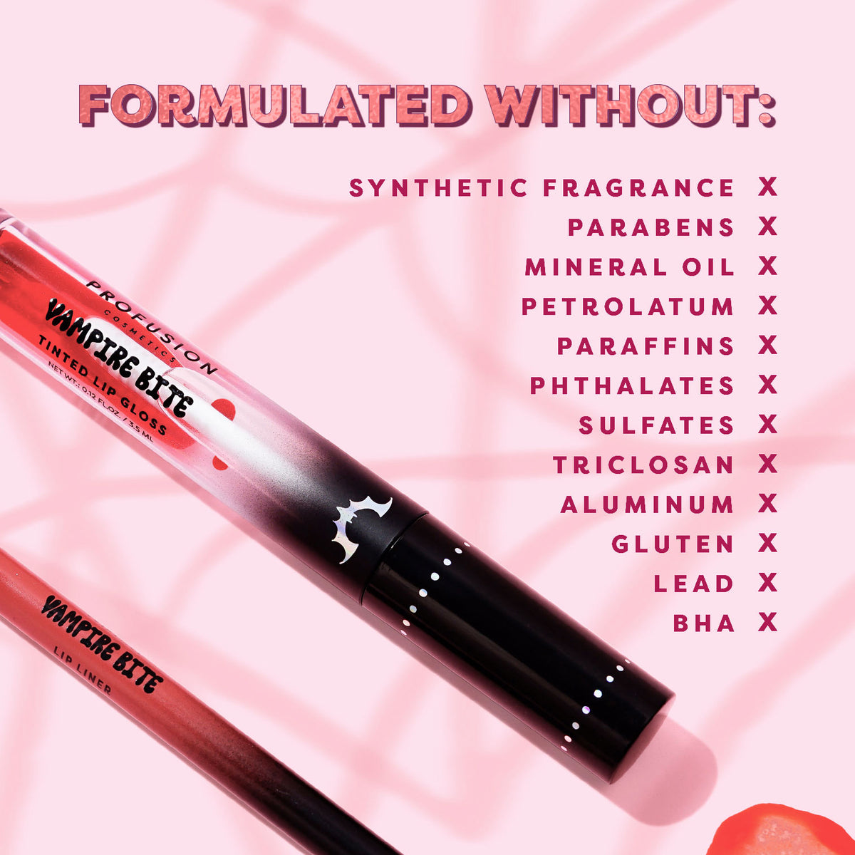 Monster Bash | Vampire Bite Tinted Lip Gloss & Lip Liner infographic