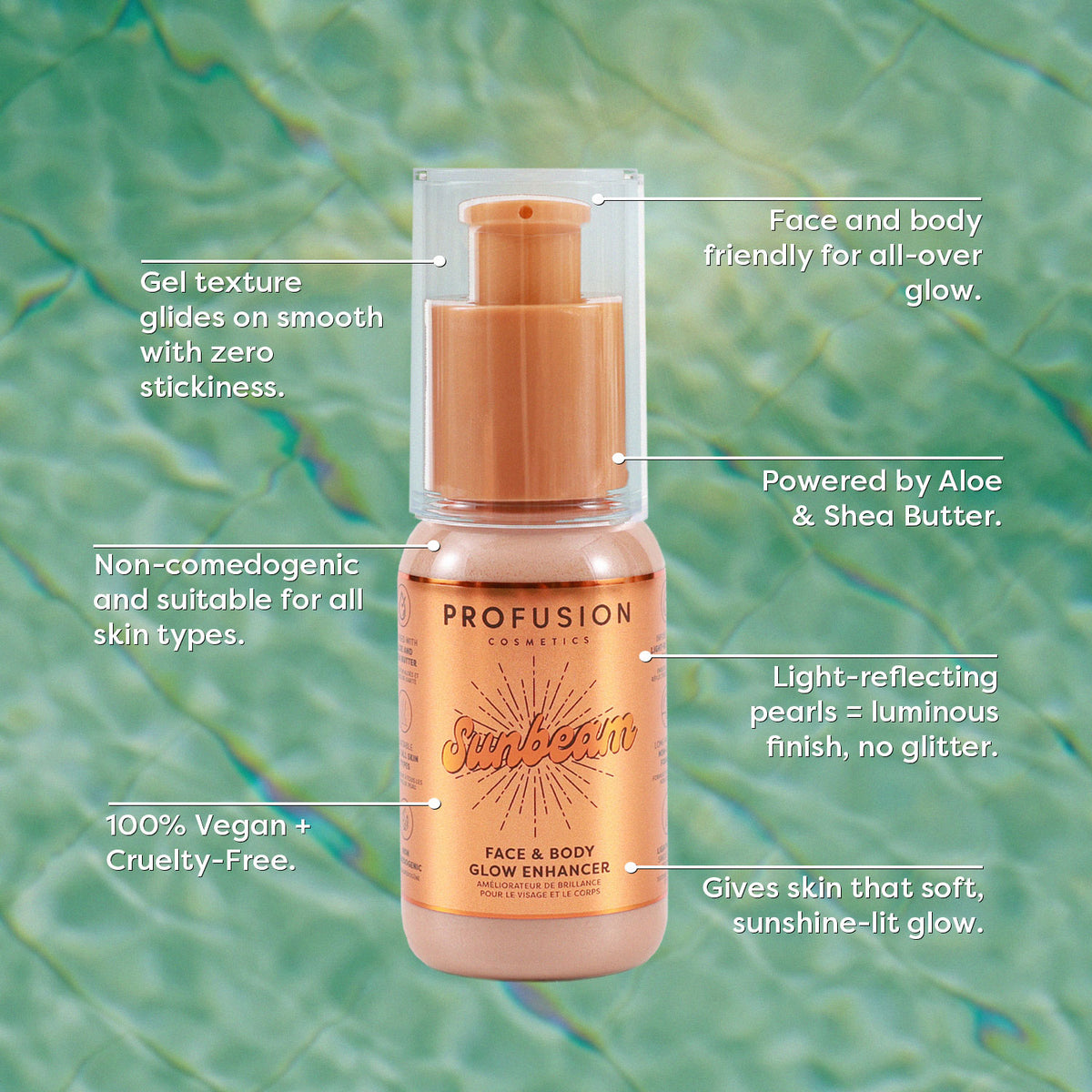 West Coast Glow Sunbeam Face & Body Glow Enhancer Infographics