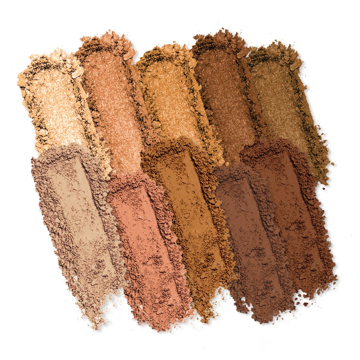 Eyeshadow palette swatches from Profusion Cosmetics featuring a range of neutral and brown tones.