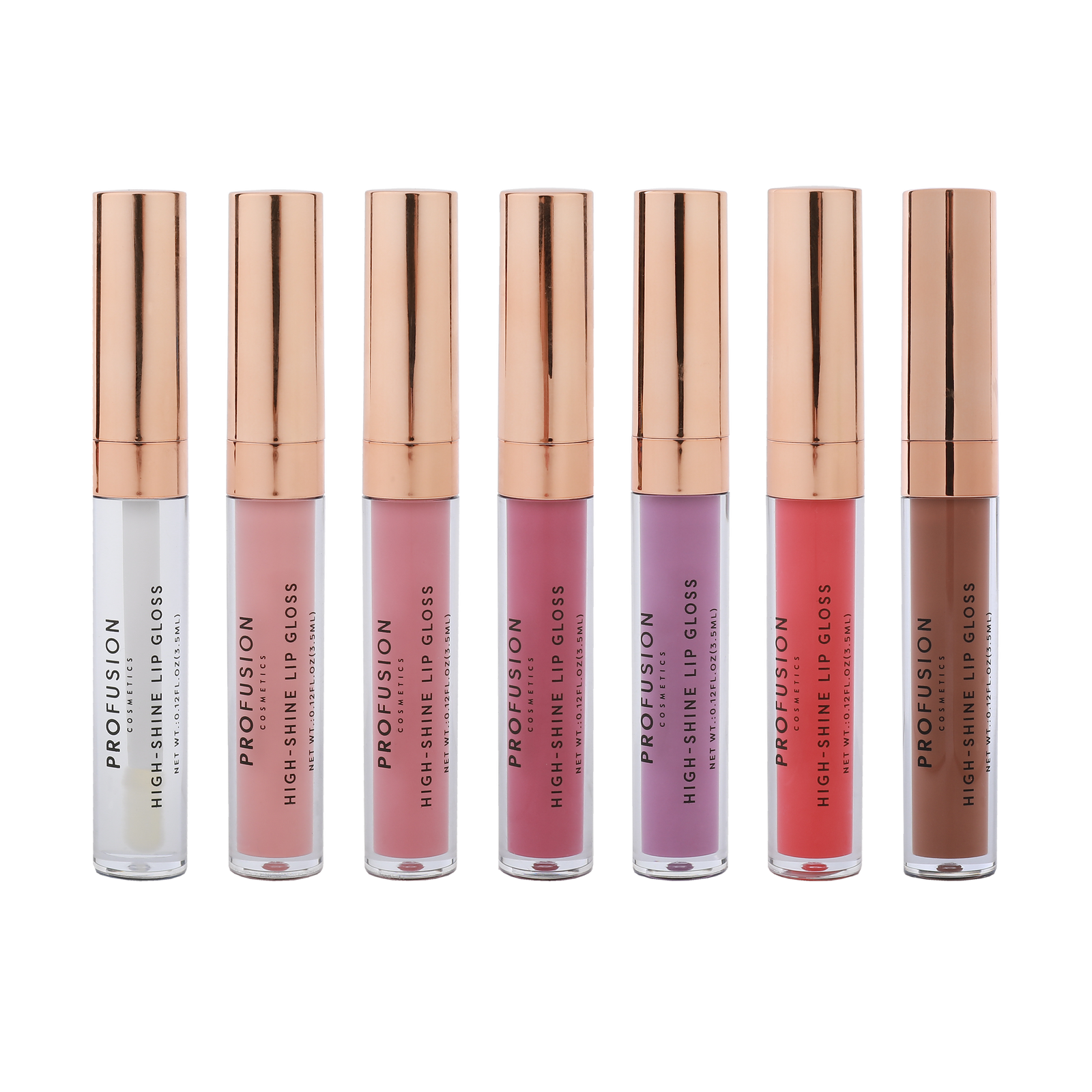 7 piece different shades of lip gloss