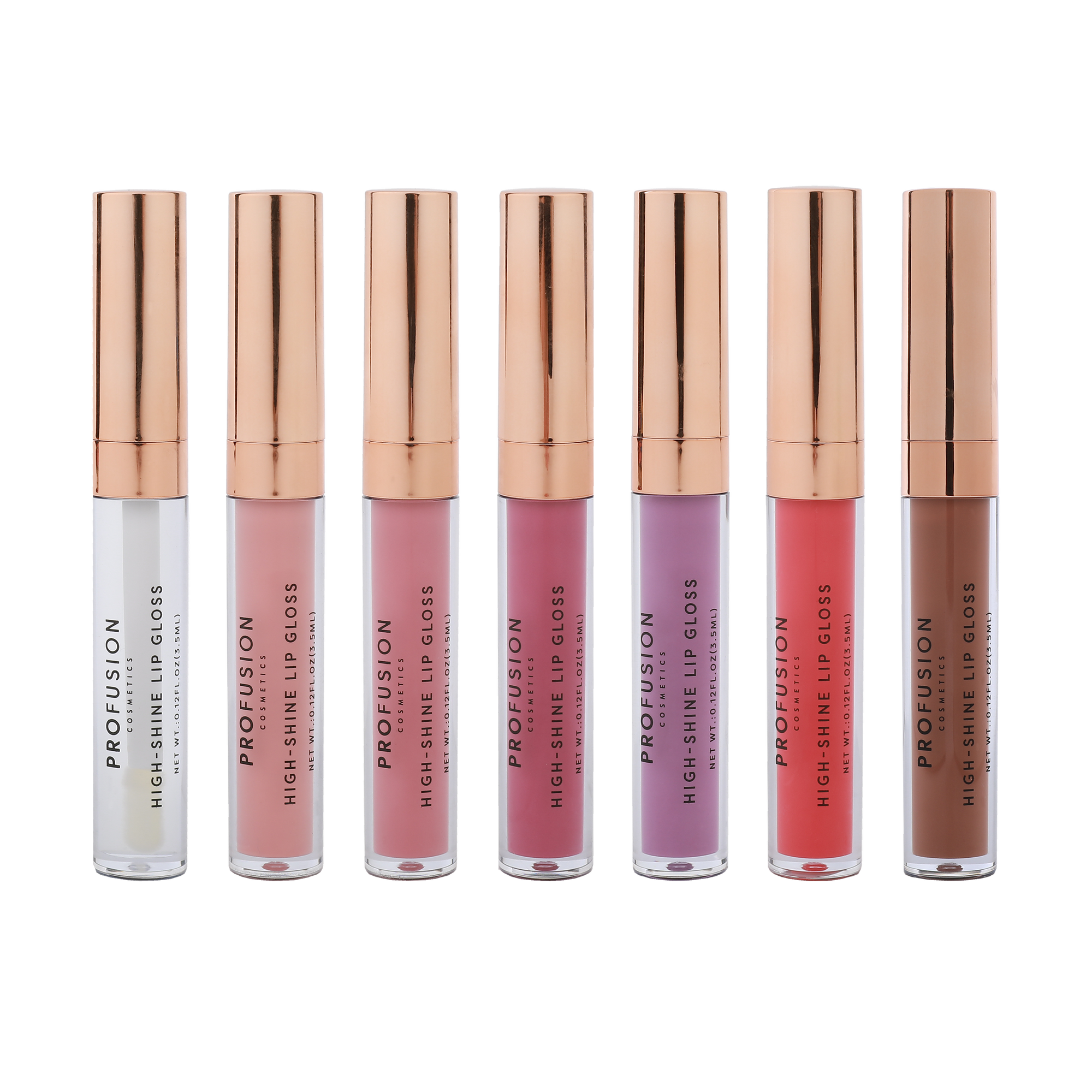 7 piece different shades of lip gloss