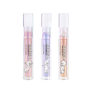 three lip toppers in pink iridescent, lilac iridescent, light copper iridescent