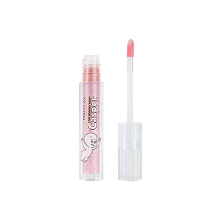 Pink iridescent lip topper opened showing lip applicator 
