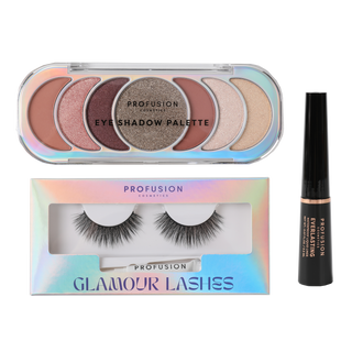 3 PC EYE SET, Fake Eyelashes, Eyeshadow Palette and Eye Liner, Eyeliner