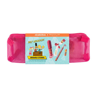 Hey Arnold!| Sidewalk Stories - 3 PC Lip Kit Set with Cosmetic Bag