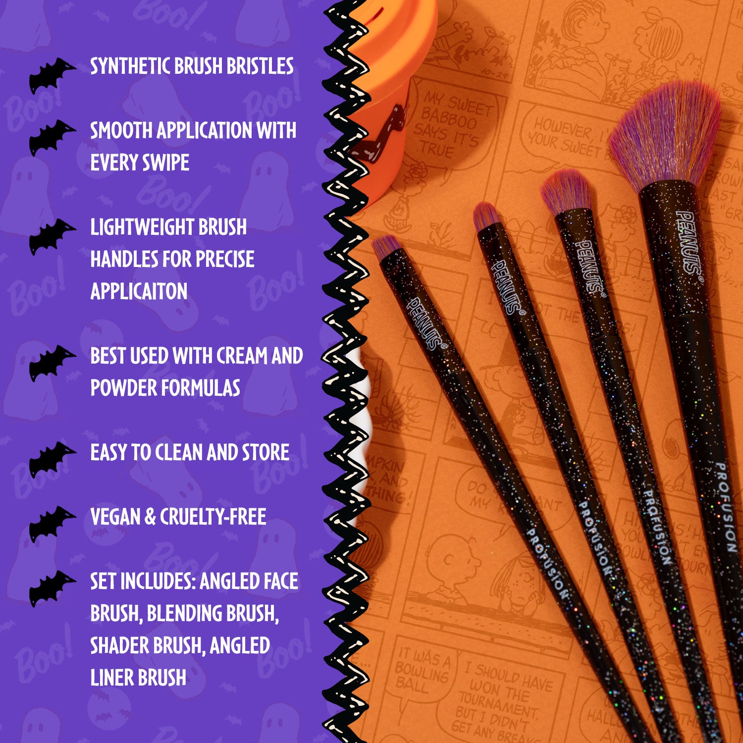 Peanuts Halloween | Witchy Blend 4 PC Eye & Face Brush Set