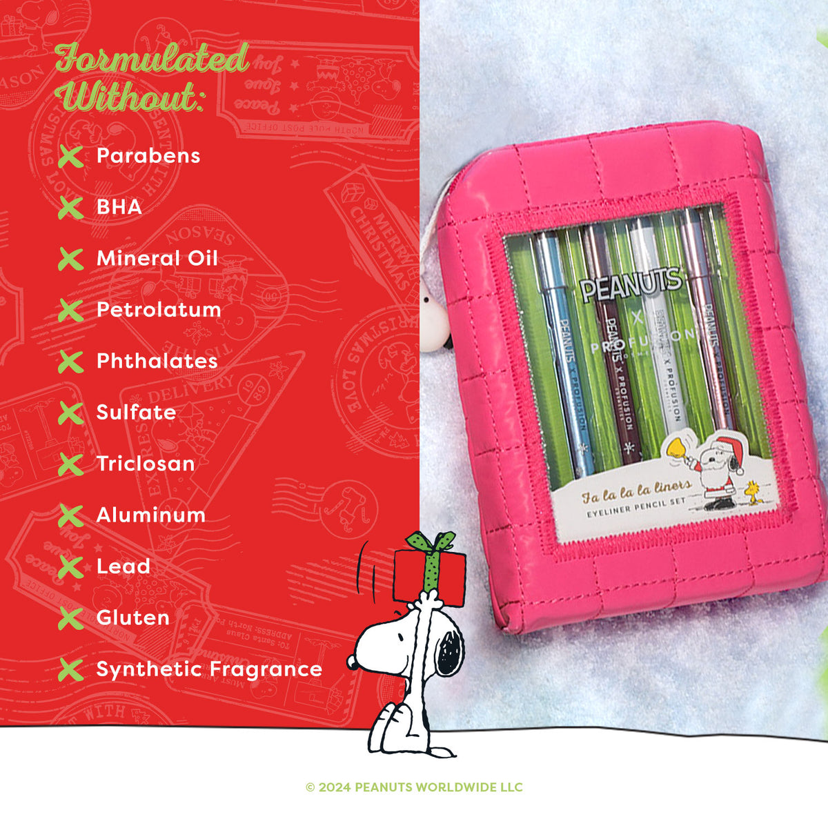 Profusion x Peanuts Fa La La La Liners Eyeliner Pencil Set, Eye Liner