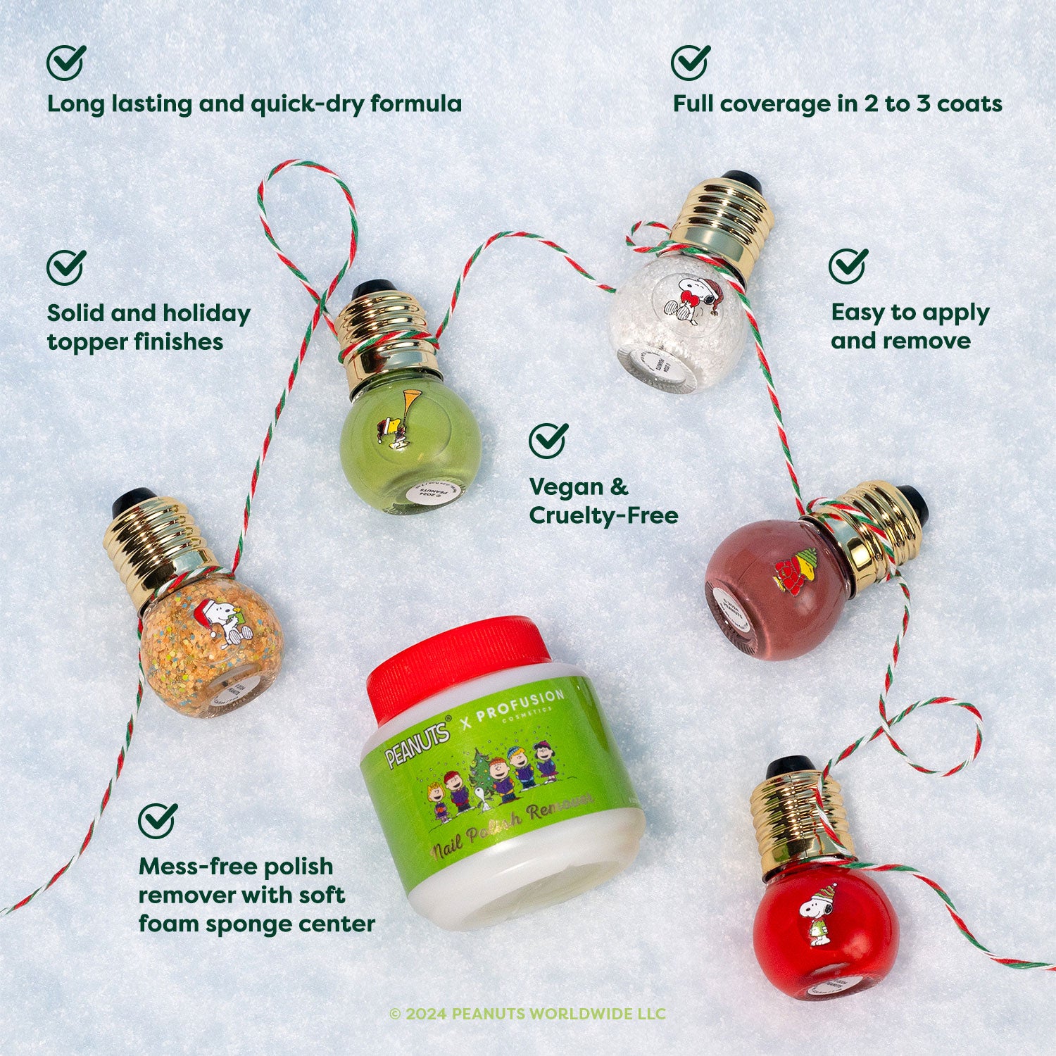 Peanuts Holiday | Sparkling With Joy 5 PC Nail Polish Set & Nail Polish Remover