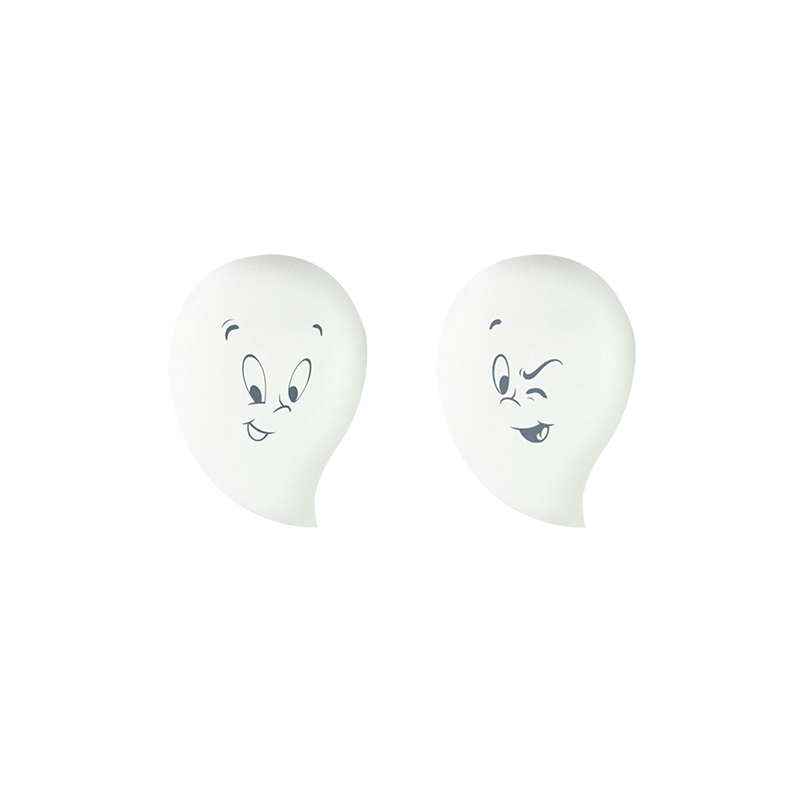 two piece casper face printed on the beauty blending sponge