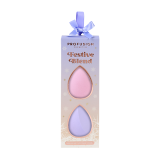 1 pink, 1 purple beauty blending makeup sponge in a box