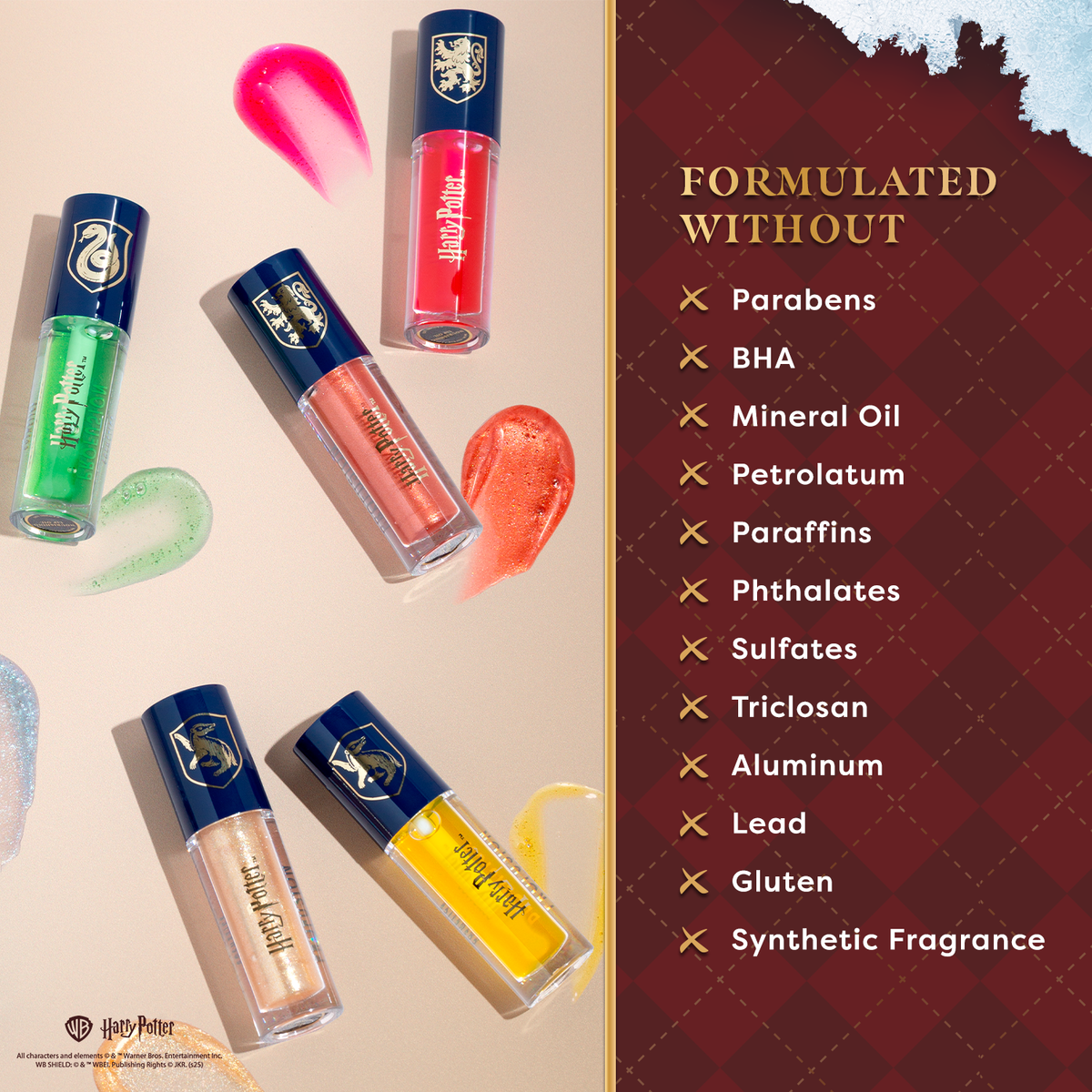 Harry Potter Holiday | Gryffindor™ Slytherin™ Hufflepuff™ Raven Claw™ Lip Duo Set Infographics