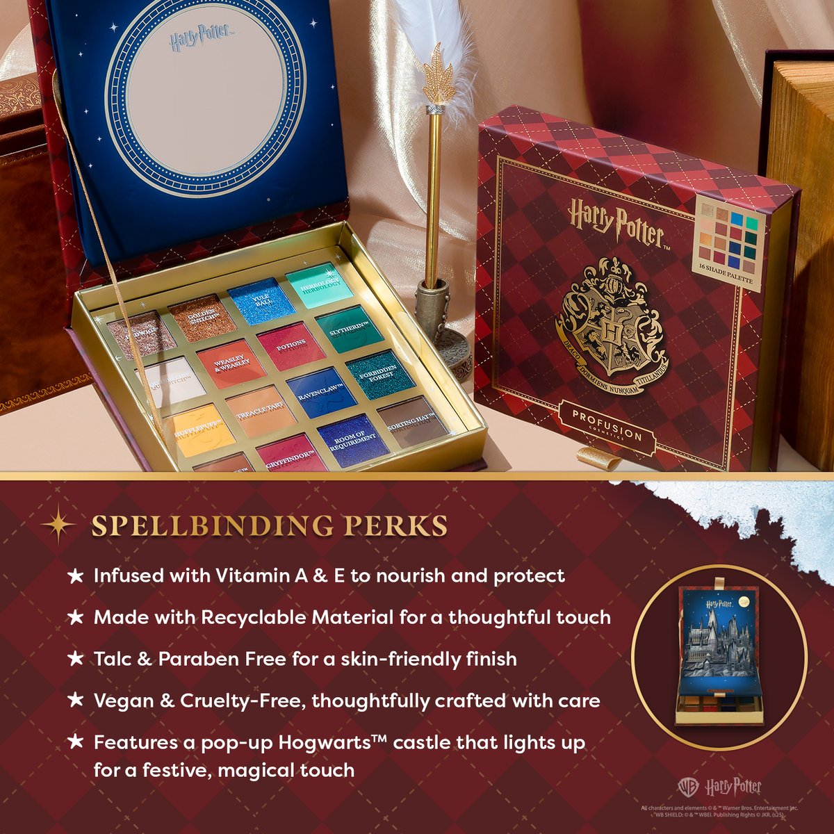 Harry Potter Holiday | Hogwarts™ 16 Shade Palette Infographics