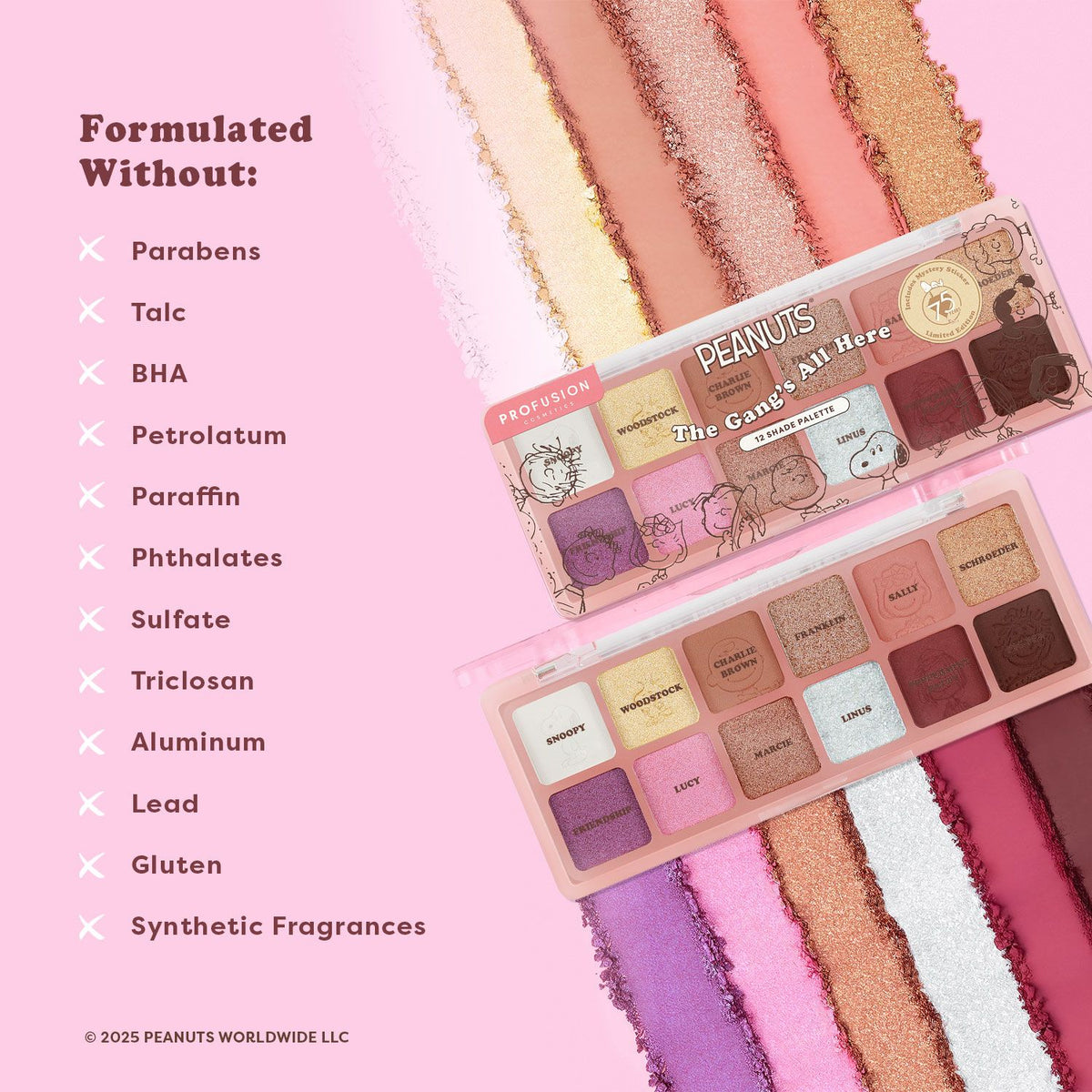 Peanuts 75th The Gang’s All Here 12 Shade Eyeshadow Palette Infographics